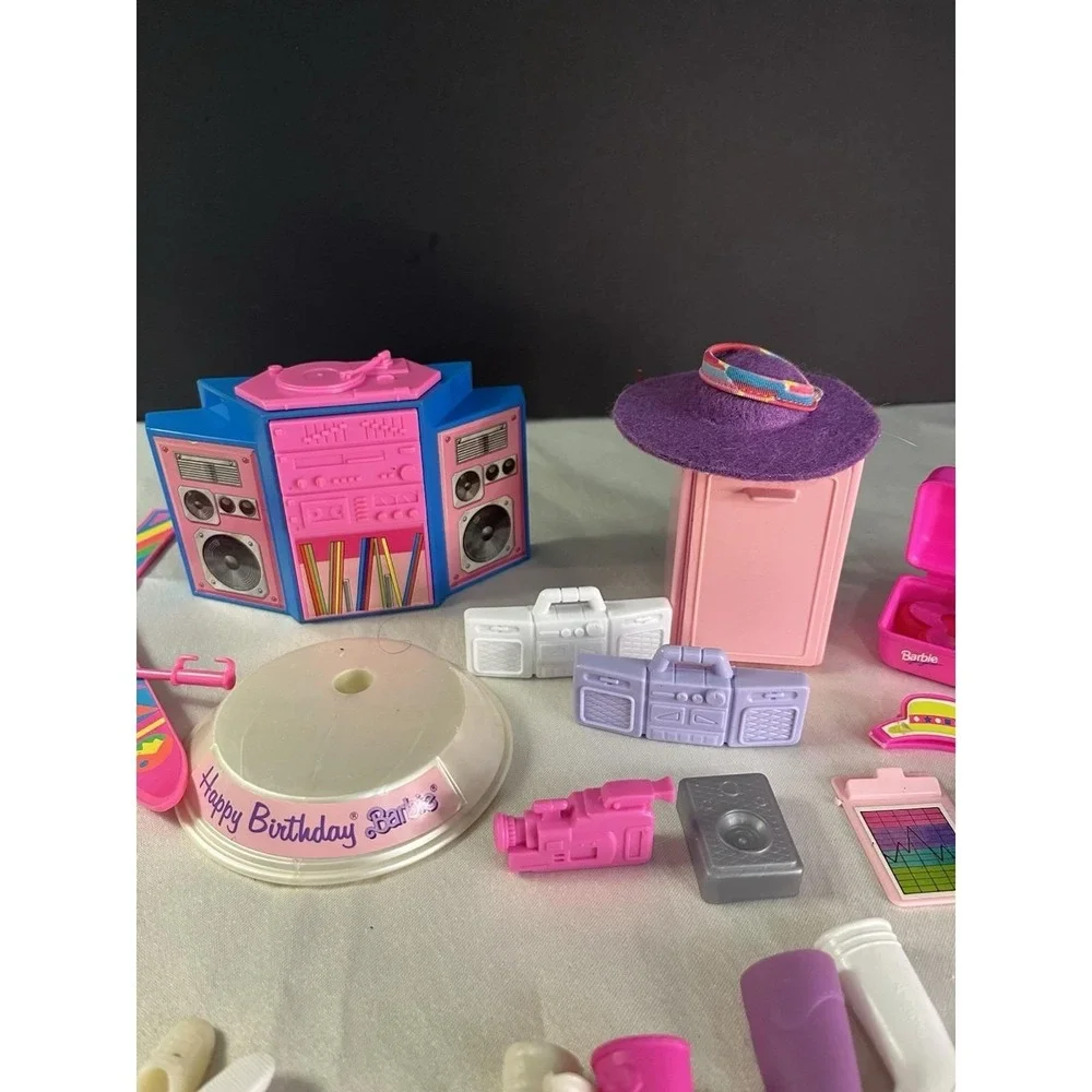 Huge Vintage Barbie & Ken Accessories Lot Shoes Skis Radios Hairbrush Clothing